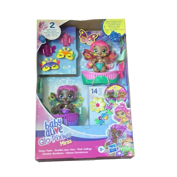 Baby Alive GloPixies Minis Sleepy Twins Baby Dolls, Glo Pixies NIB - Picture 1 of 7